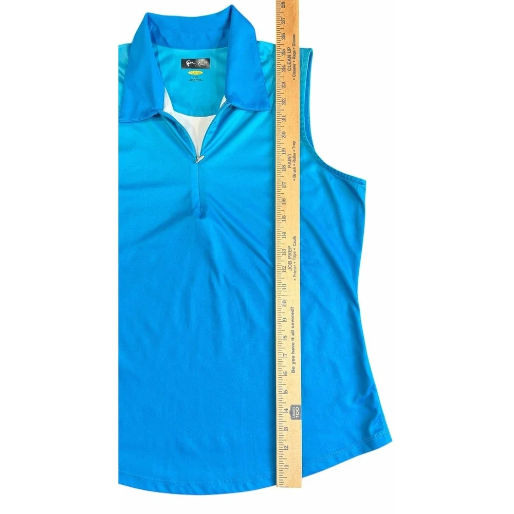 Greg Norman Play Dry Women's Sleeveless Golf Polo Shirt Blue Teal Size Large